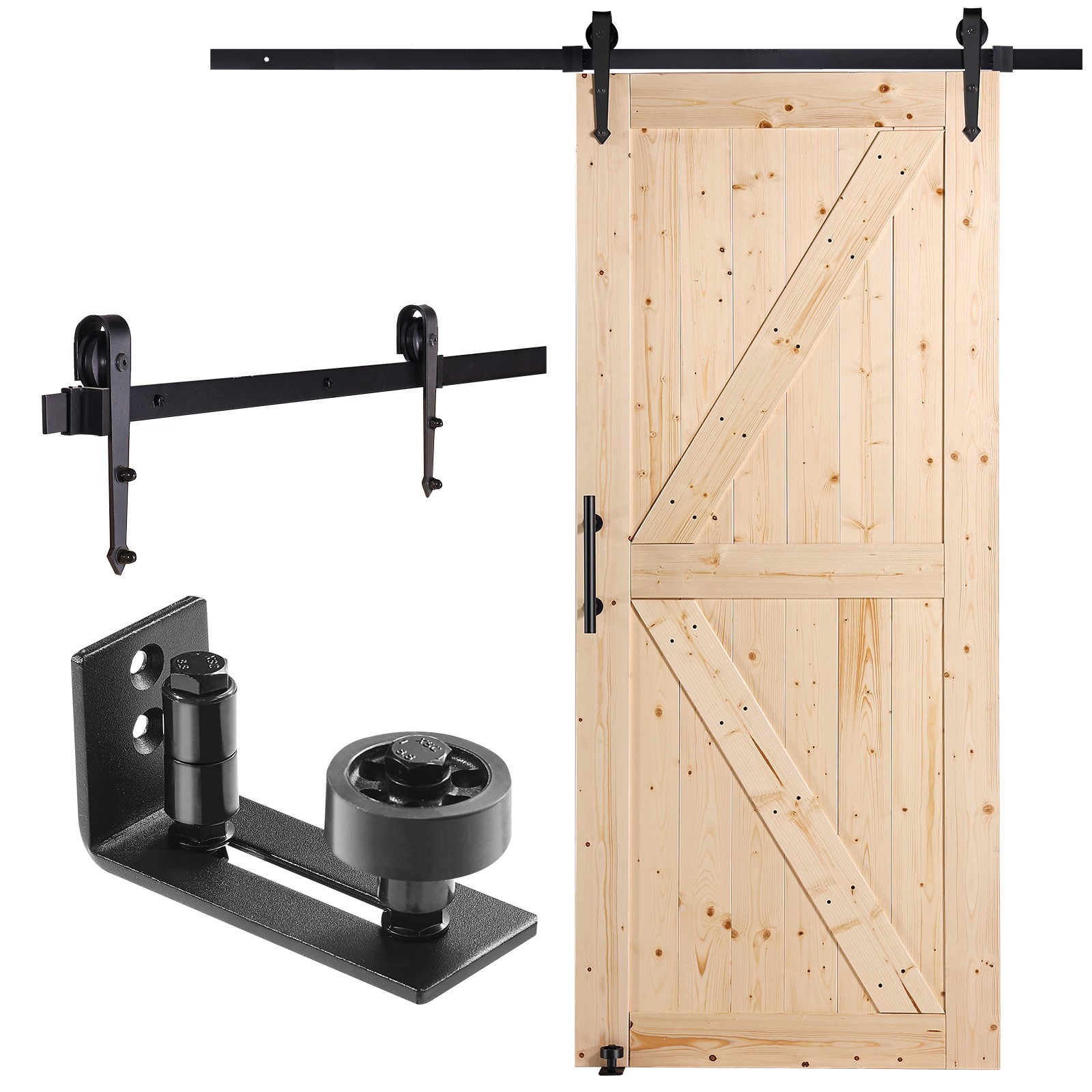 Barn Door and Hardware Kit 36" x 84" Wood Sliding Barn Door Kit Smoothly