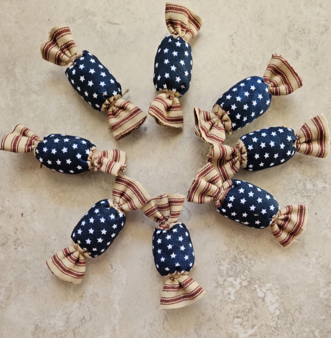 Bowl Filler Americana Patriotic Ornie Fabric 8 Pcs Candy Tier Tray Fabric Decor