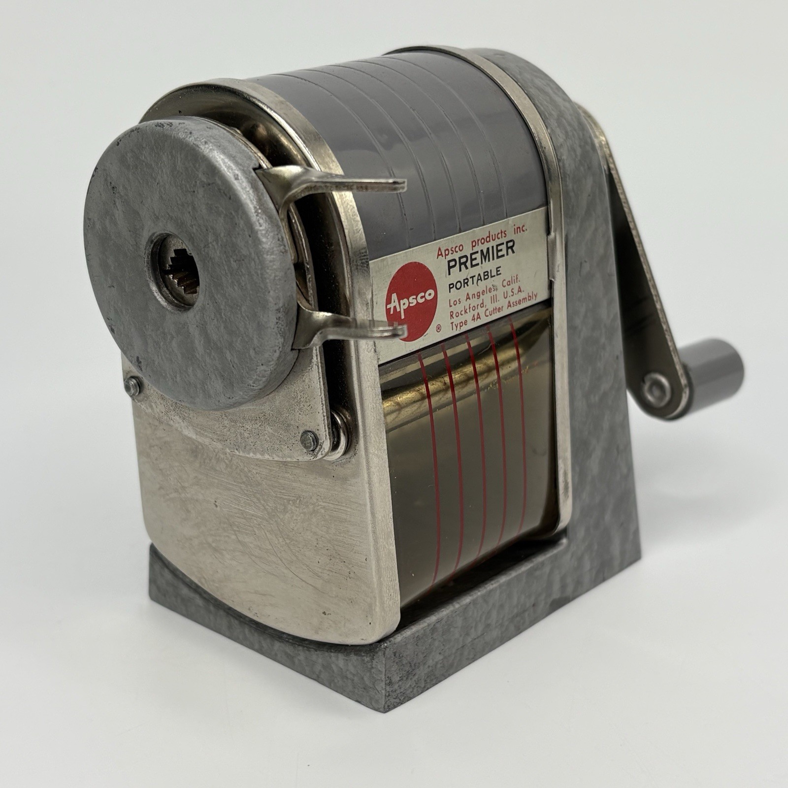 Vtg Apsco Hand Crank Pencil Sharpener Desktop or Wall Mount School House Classic