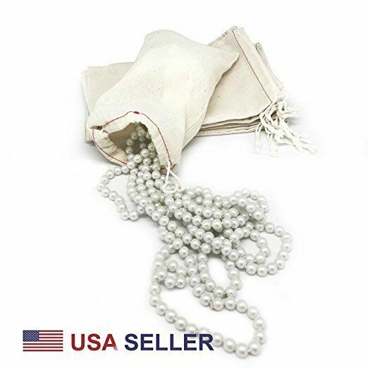 Multi-purpose Natural Cotton Muslin Drawstring Reusable Bags w Variety of Sizes