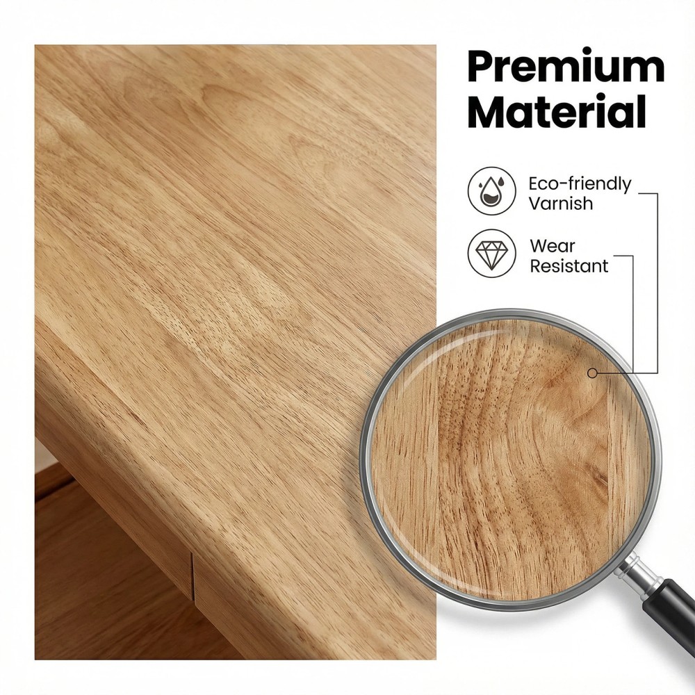 Solid Wood Desk with Drawers, Standing Desk with Smooth Edges, Home Office Desk