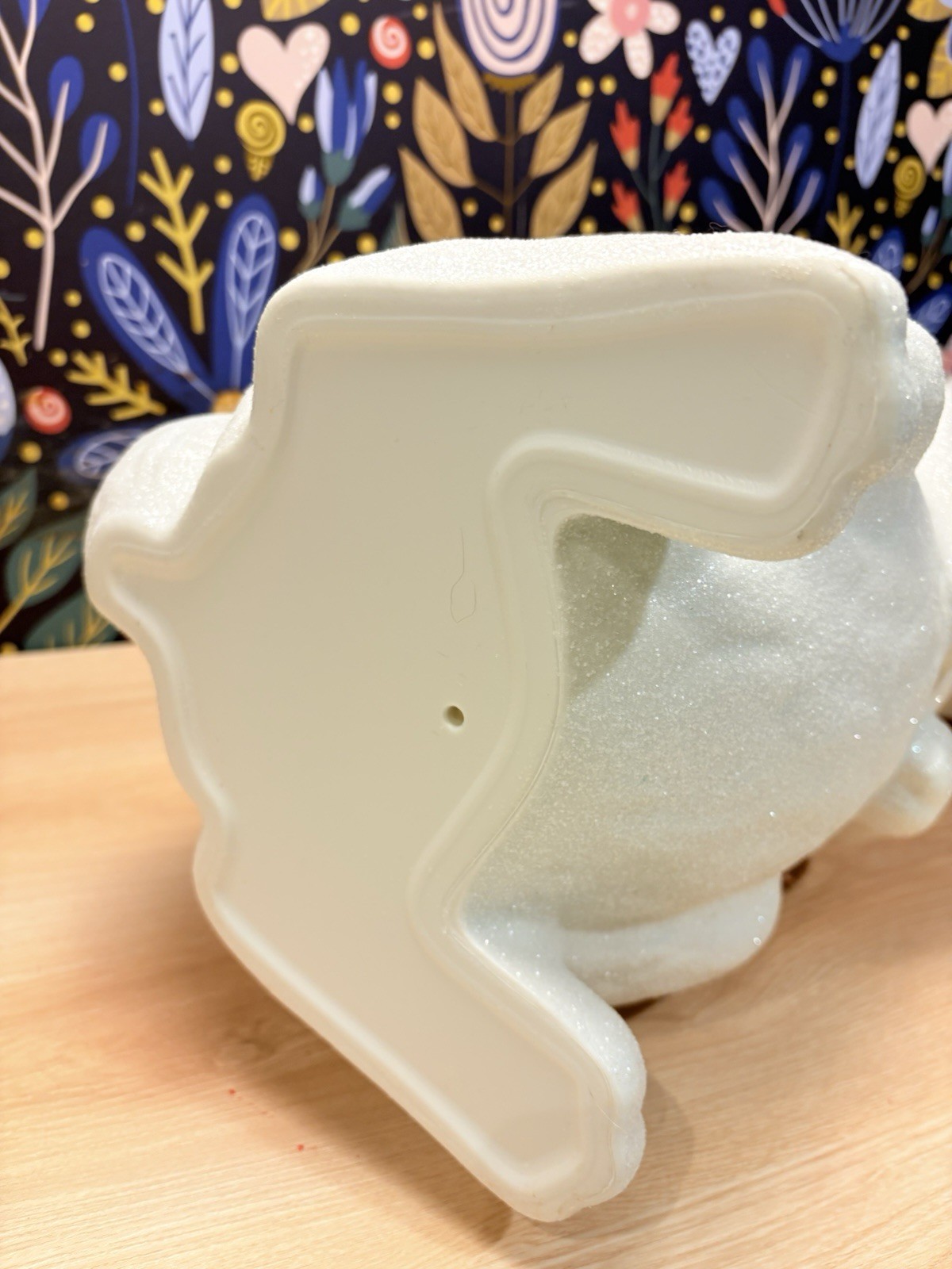 Large 25” Blow Mold Bunny Rabbit W/ Velvet Lavender Ribbon And Glitter Coating