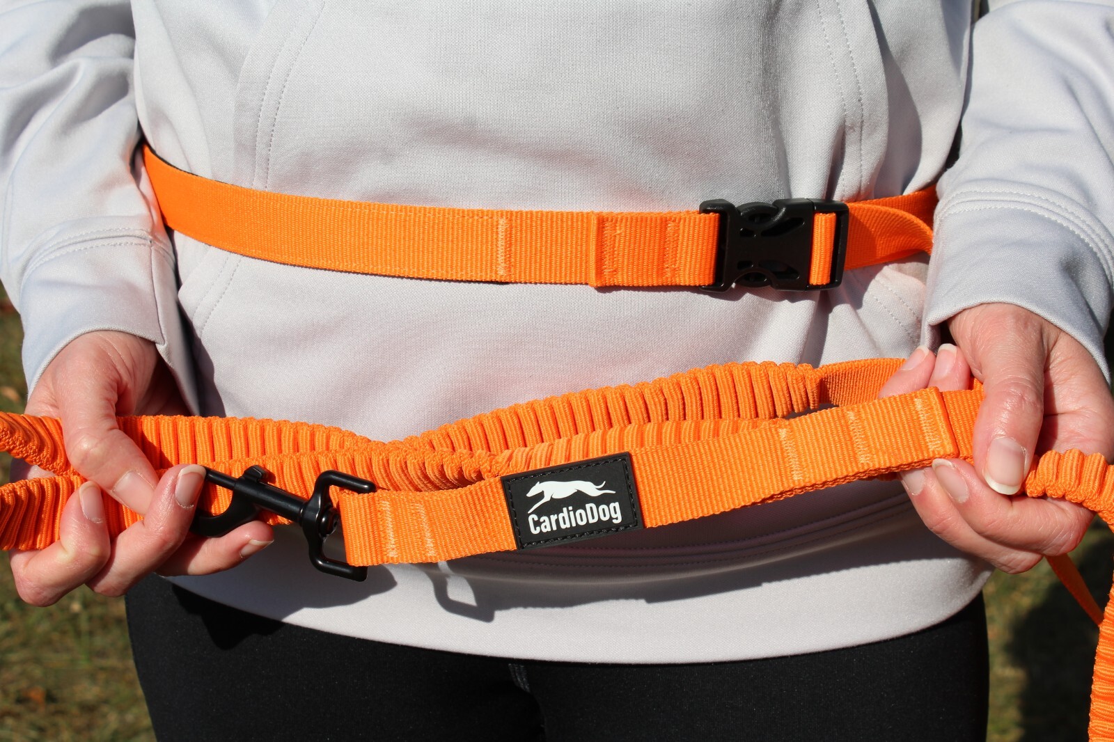 Hands Free Running Walking Dog Leash/Lead Bungee Orange Stretch