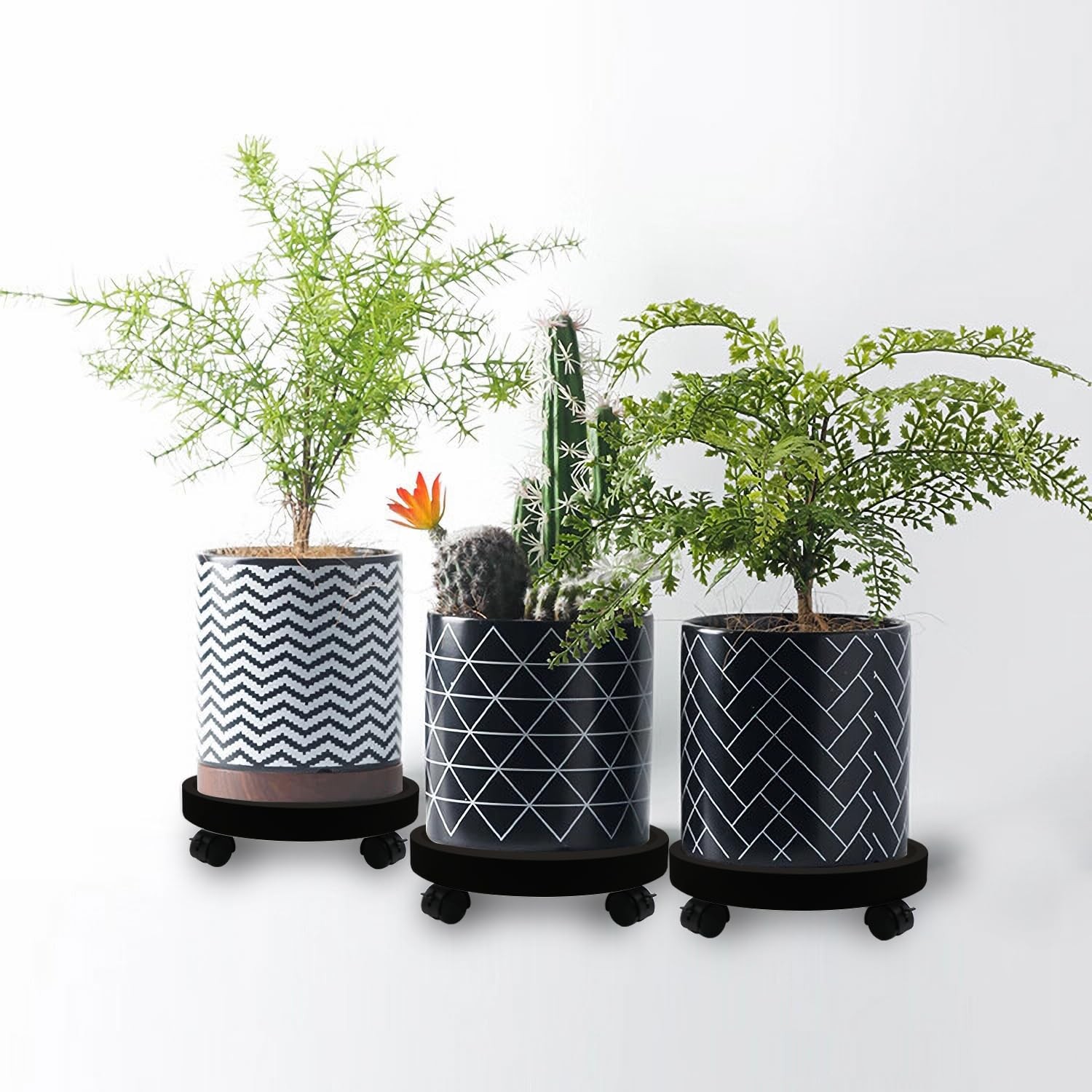 2-Pack 13" Heavy Duty Plant Caddy with Lockable Wheels, Industrial-Grade Roll...