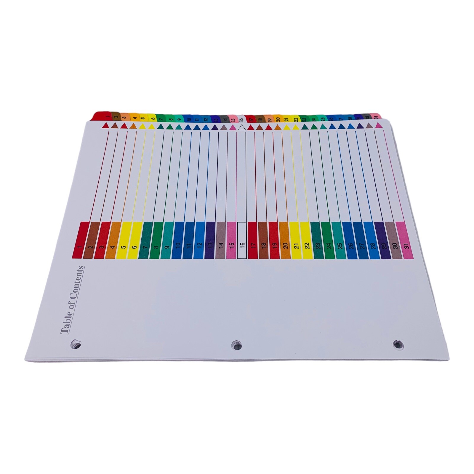 Universal Table of Contents Dividers 31 Tab 3 Hole Punched Letter Size