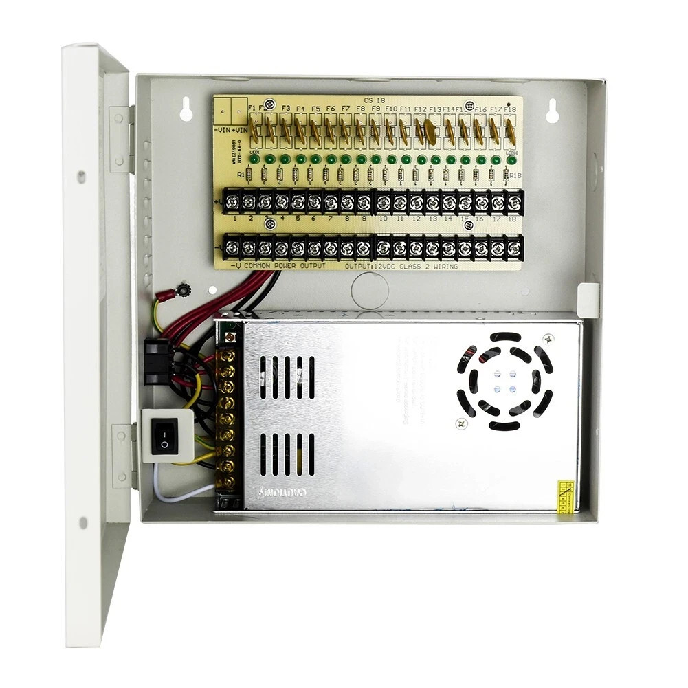 18 Channel 12V DC 10A Power Supply Distribution Box Security Camera CCTV UL