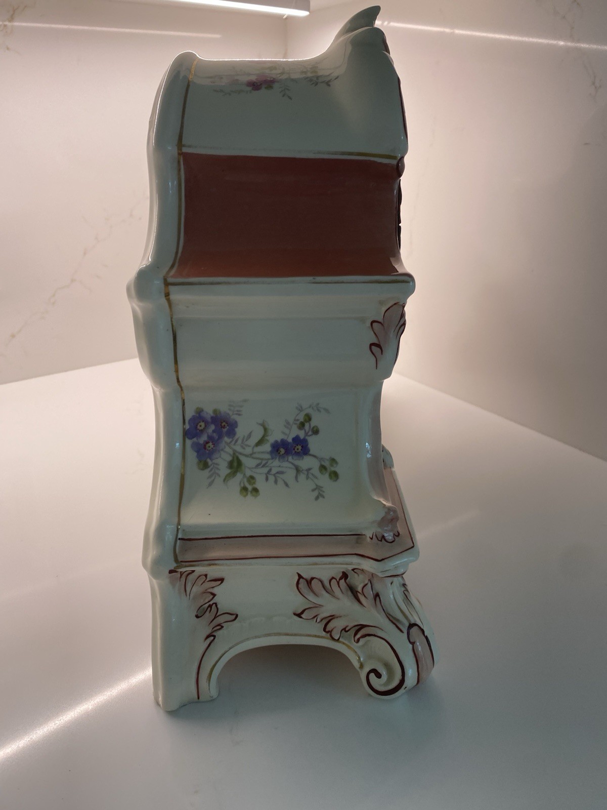 ANTIQUE ANSONIA ROYAL BONN "LA NORD" KEY WIND BONG STRIKE PORCELAIN CLOCK! NICE!