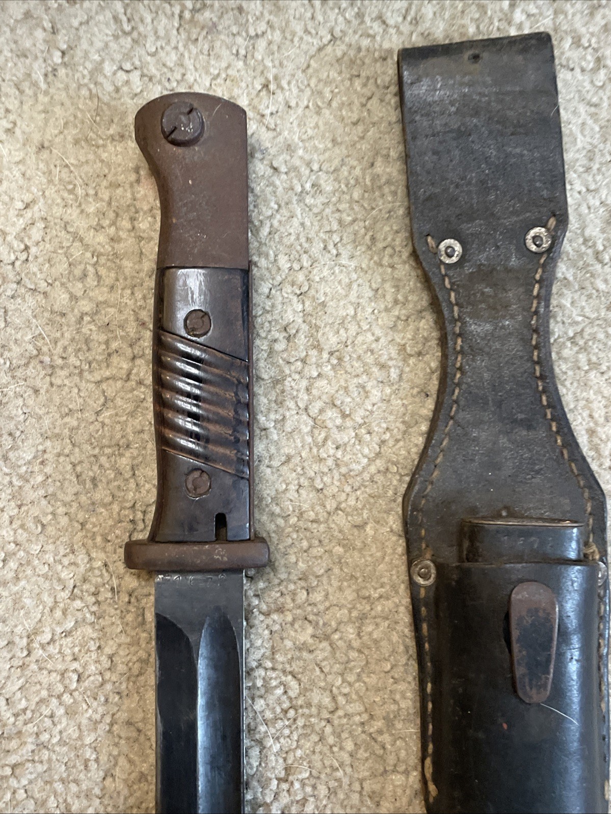 RARE Vintage World War 2 GERMAN K98 Matching Numbers Bayonet w/ Sheath & Frog