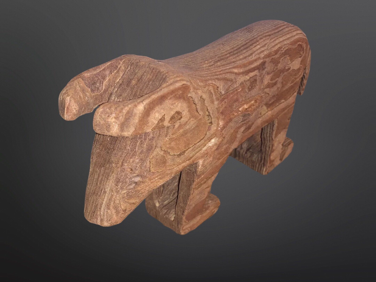 Circa 1910 Native American Tarahumara Carved Wood Bull Fetish