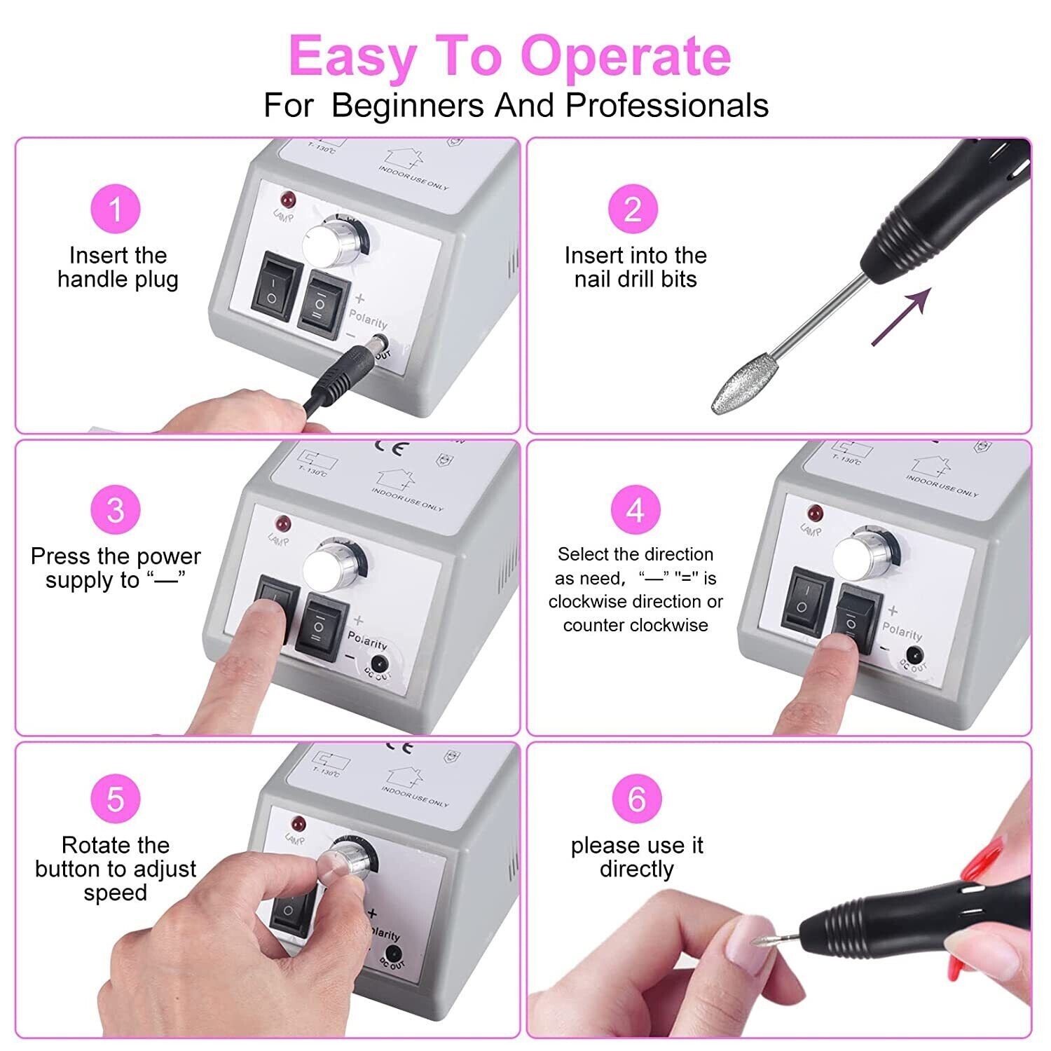 PROFESSIONAL ELECTRIC NAIL FILE DRILL Manicure Tool Pedicure Machine Set kit