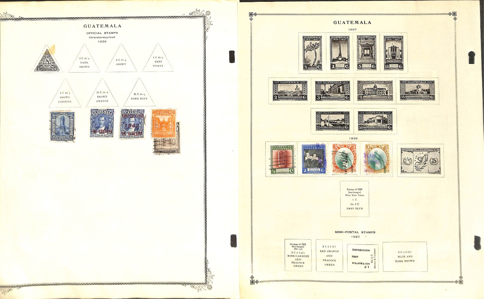 Guatemala Stamp Collection on 19 Scott International Pages, 1871-1953 (BE)