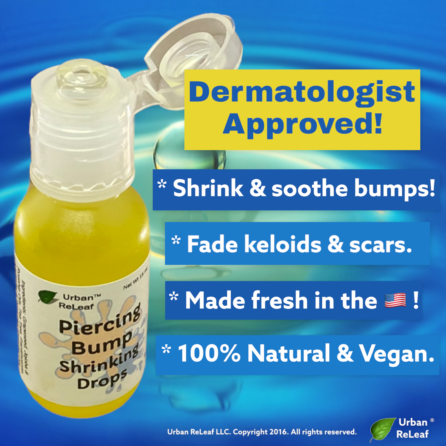 Urban ReLeaf Piercing Bump Shrinking Drops! Aftercare Keloid Scar Cartilage Red