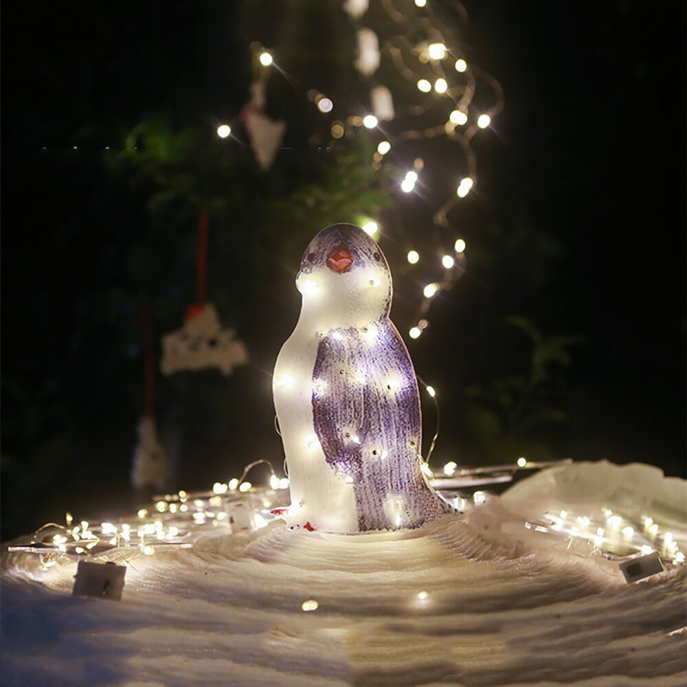 3Pcs LED Light Up Acrylic Penguins Christmas Yard Decoration