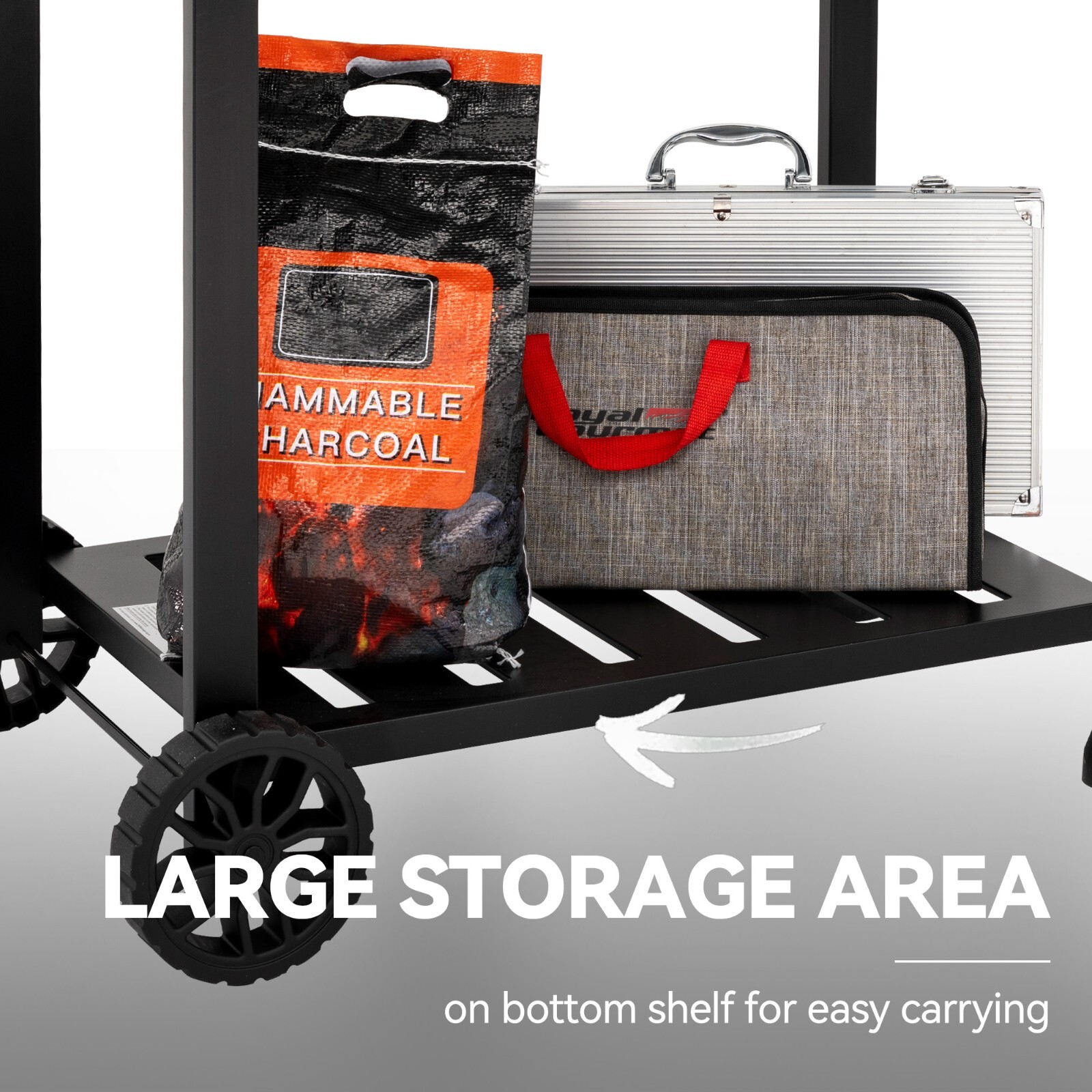 Royal Gourmet 24-Inch Movable Charcoal BBQ Grill with 2 Foldable Side Shelves