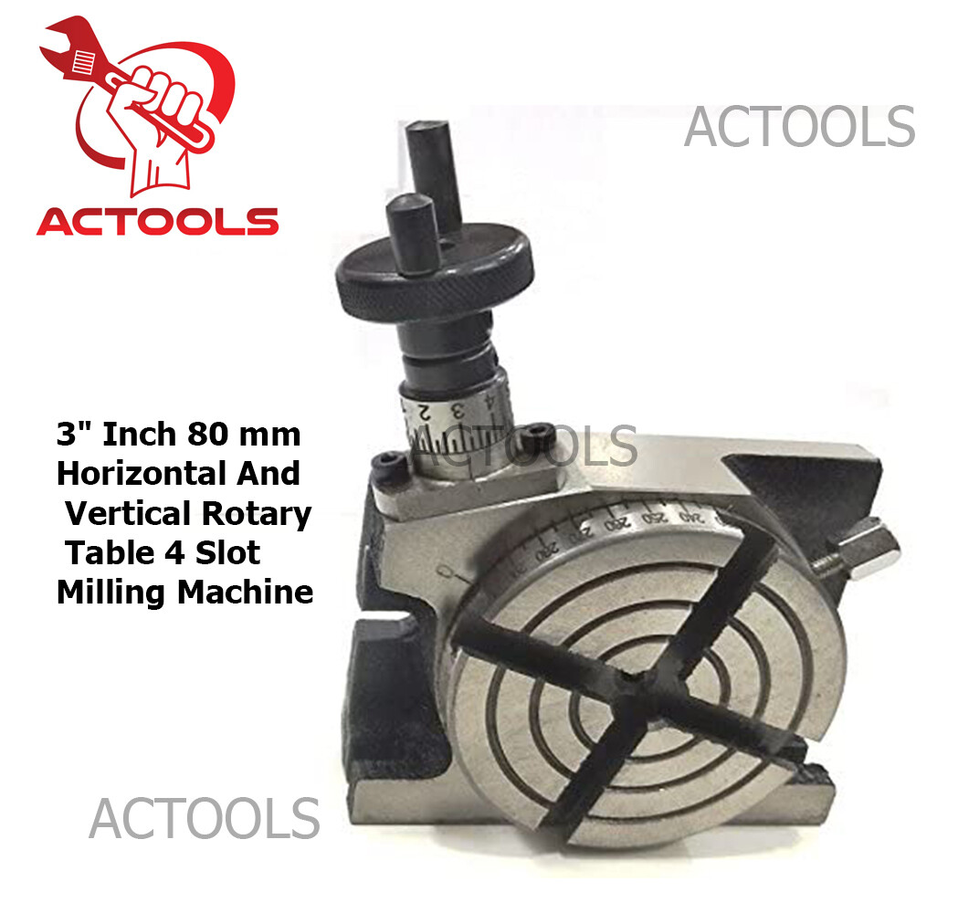 New Rotary Table 3" 80mm H And V With 4 Bolting Slot For Milling Metalworking