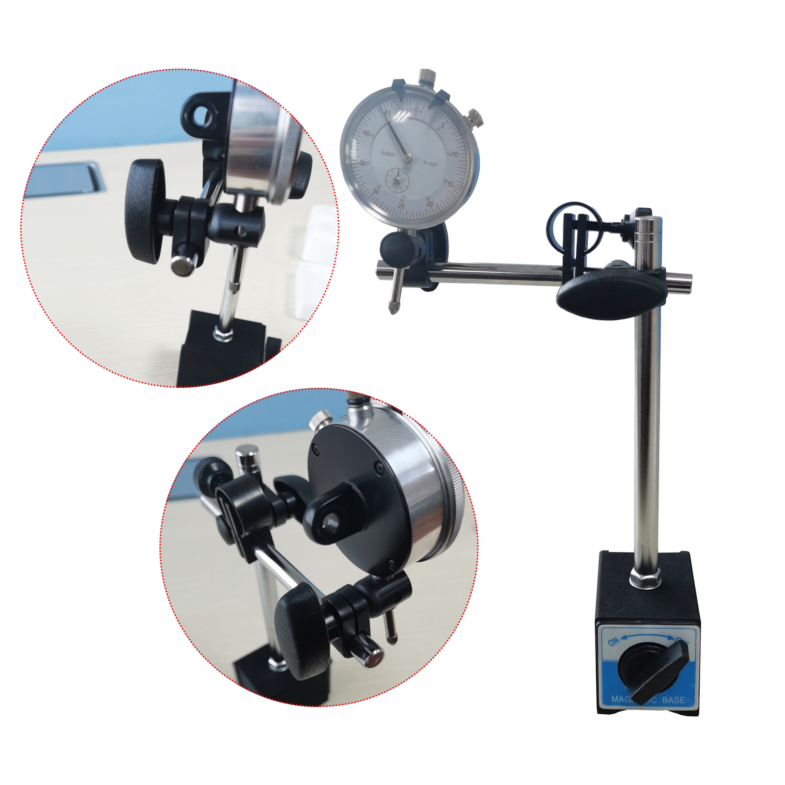 HFS Magnetic Base Stand 135lbs/60kg Max Pull Clamping Hole Diameter 3/8"