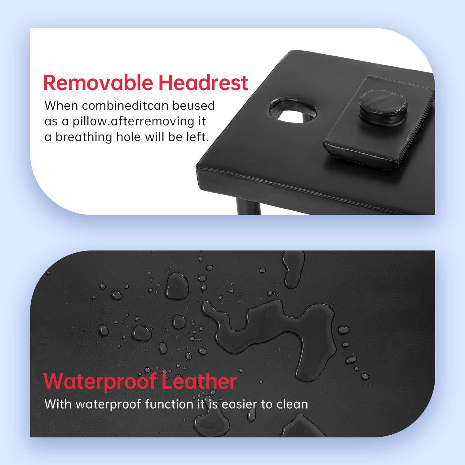 Heavy Duty Massage Bed Salon Table with Memory Foam for Physical Therapy, Black