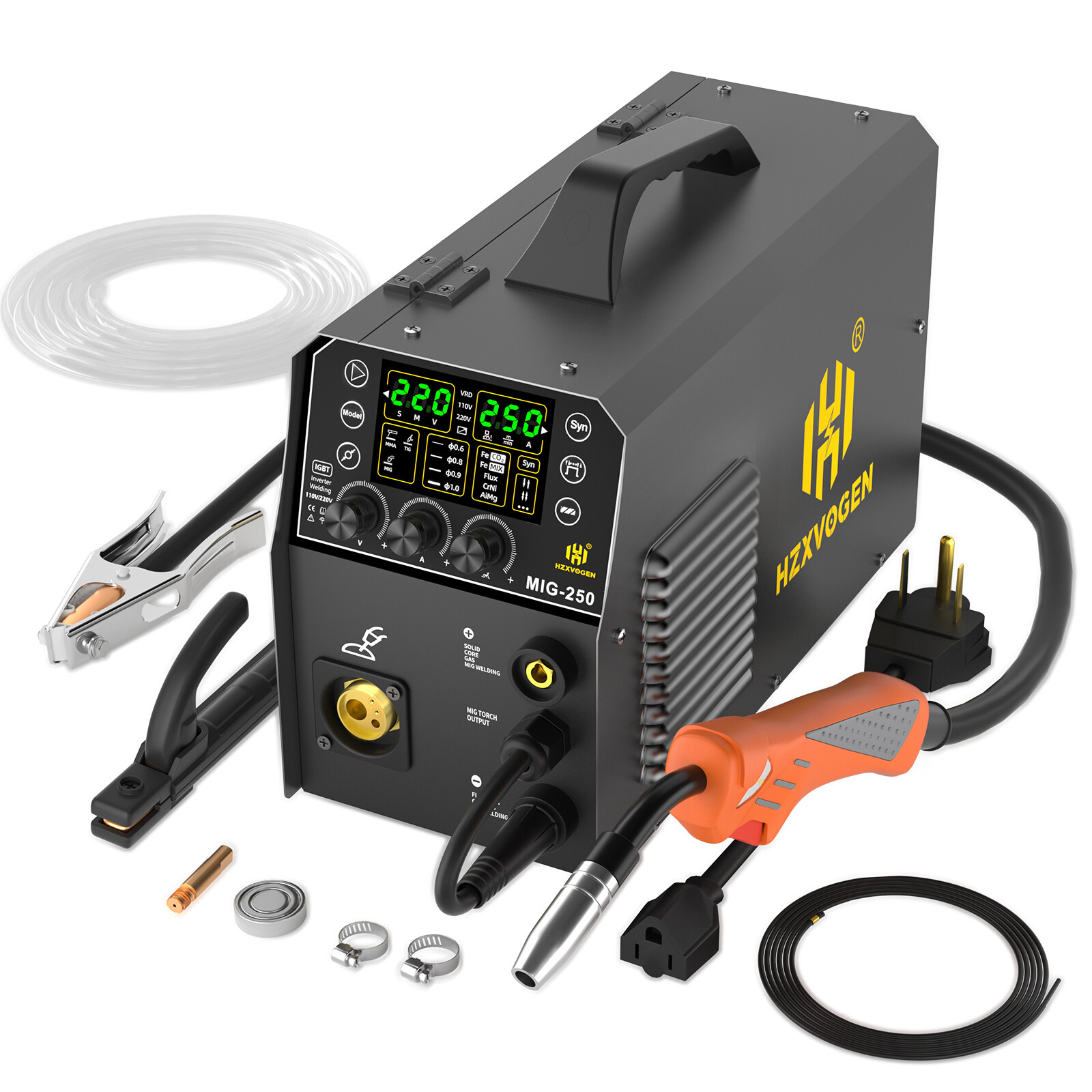 HZXVOGEN Aluminum MIG Welder Welding Machine 110/220V 250A 6in1 Dual Voltage USA