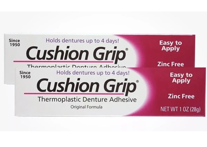 Cushion Grip Thermoplastic Denture Adhesive - 1 oz, Pack of 2
