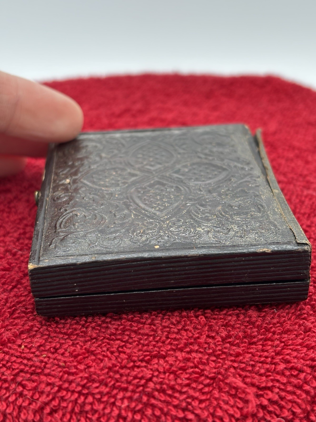 Antique Civil War Ambrotype Soldier “ The Union Now And Forever” Gold Frame Case