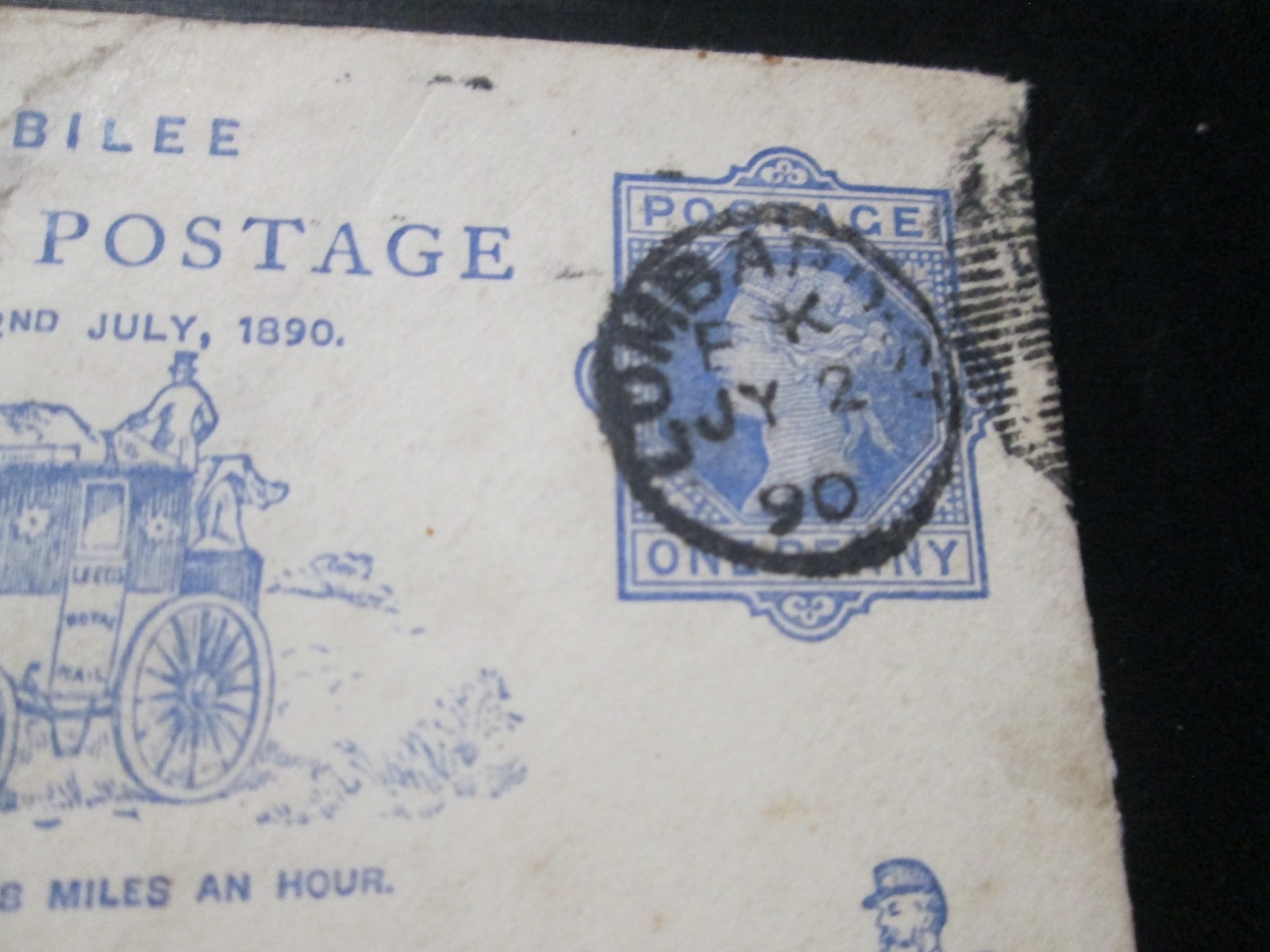 QV 1890 Uniform Penny Postage Jubilee One Penny card & envelope, Lombard St