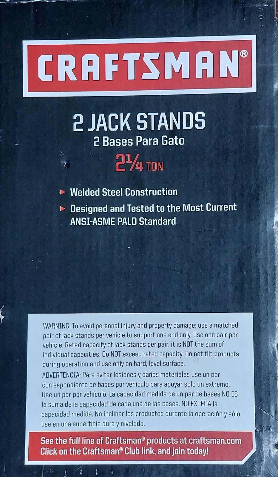Craftsman Jack Stands 2-1/4 Ton Capacity per pair