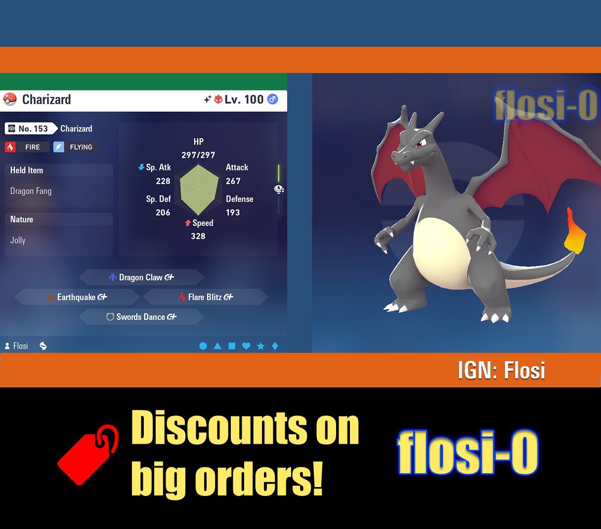 6IV Shiny Charizard Physical Attacker Pokemon Legends ZA (Legends Z-A)