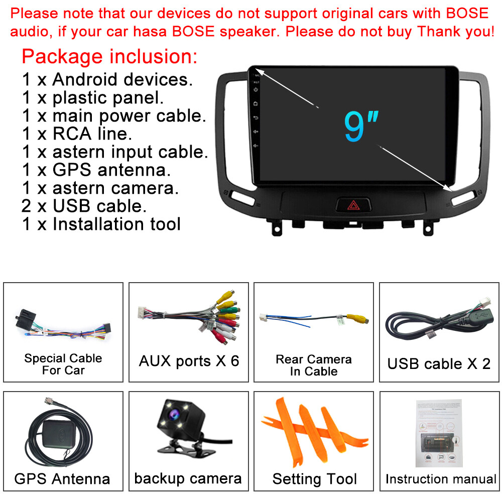 For 2006-2013 Infiniti G37 Car Stereo 32GB Android 12 Radio BT GPS Navi Player