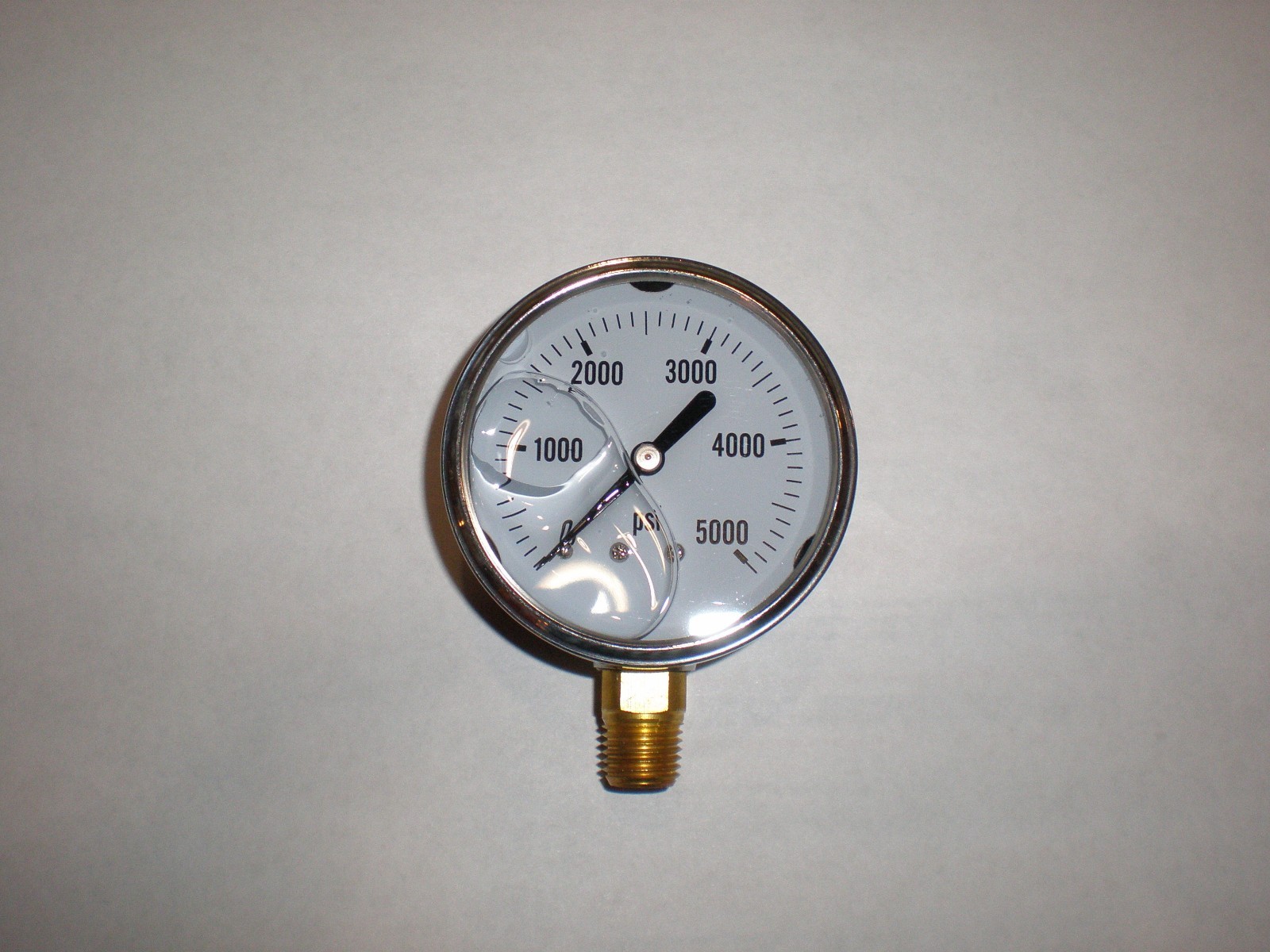 New Hydraulic Liquid Filled Pressure Gauge 0-5000 PSI 2.5" Face 1/4" LM