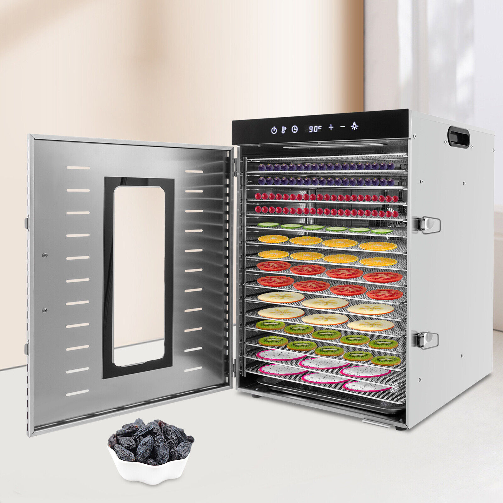 Commercial 16-Tray Countertop Electric Food Dehydrator Fruit Meet Dryer Machine