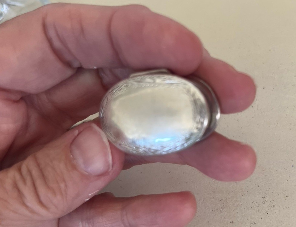 Oval Snuff Box / Pill container , Sterling Silver marked 925 Victorian antique