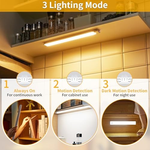 Wireless Under Cabinet Lighting 3 Pack, Magnetic Motion Sensor Light 12 Inch