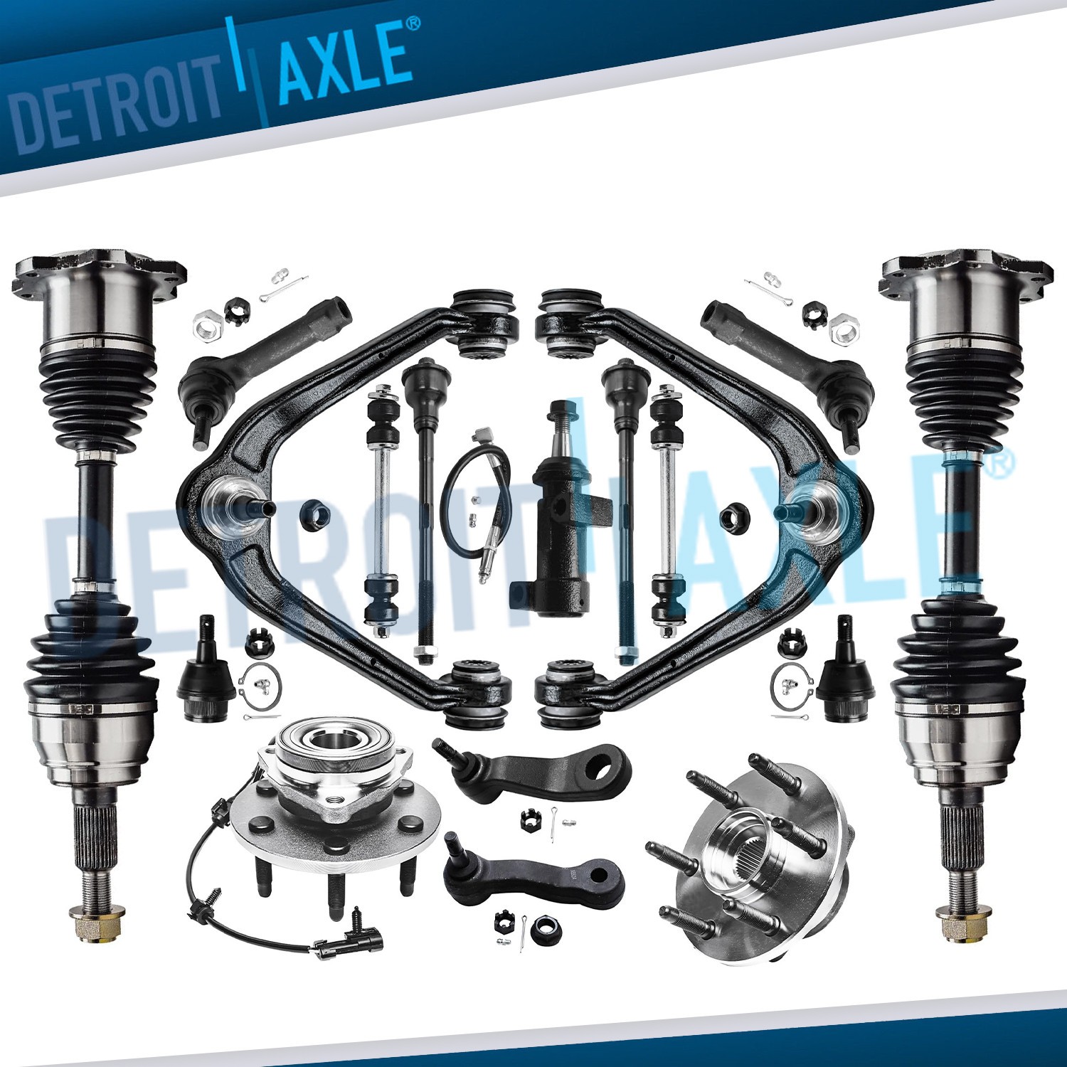 4WD Front CV Axles Upper Control Arms Hub Kit for Silverado Sierra Suburban 1500