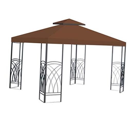 Brown Double Tier Replacement 10'X10'Gazebo Canopy top Patio Pavilion Cover