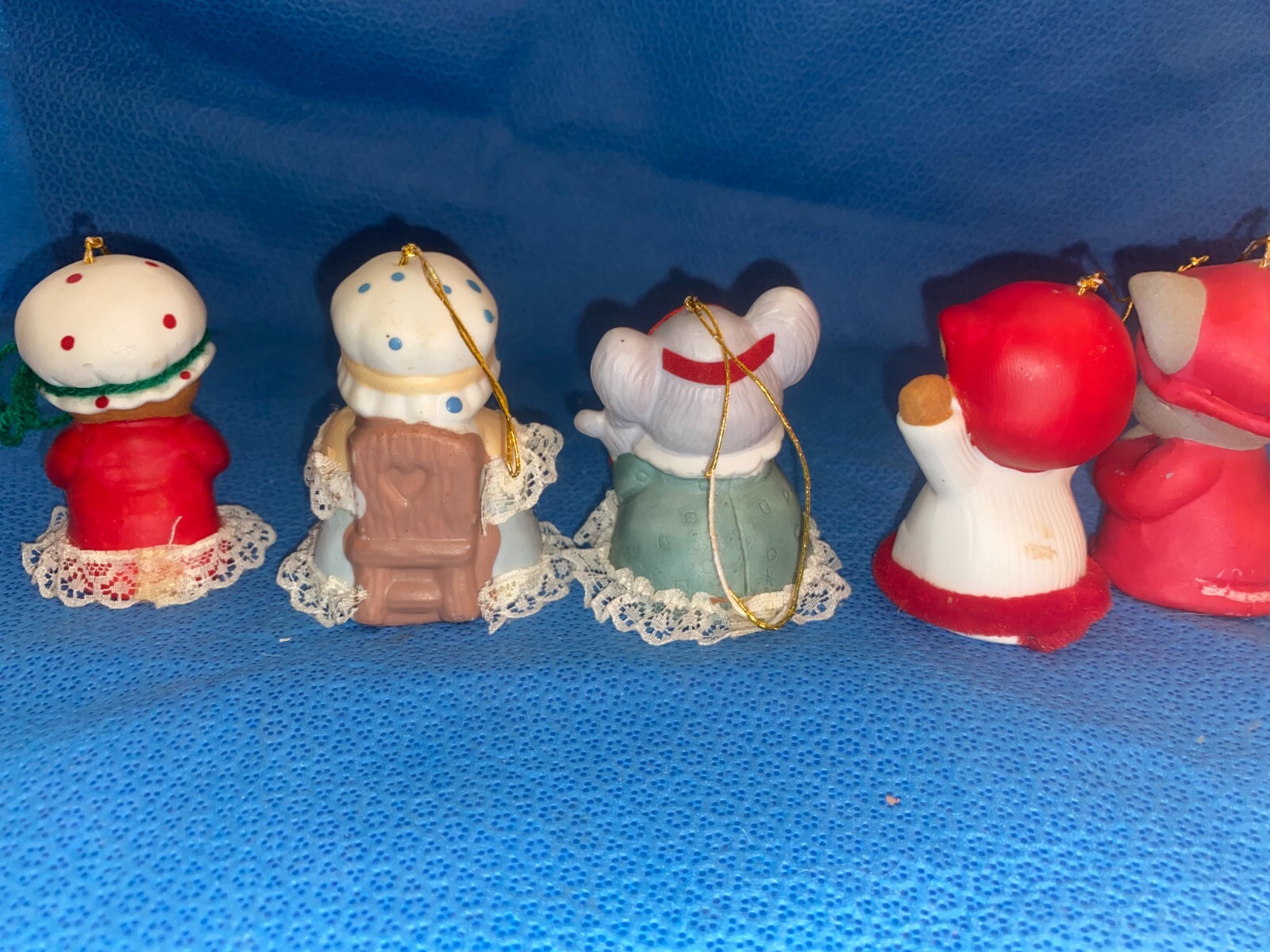 11 Vintage Jasco Cute Critter Christmas Bell Porcelain Bisque Ornaments