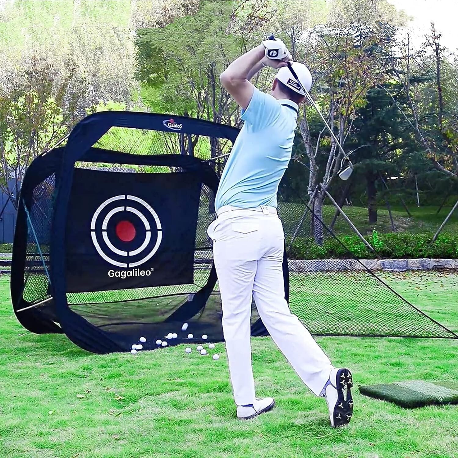 7X7FT Pop Up Golf Hitting Chipping Practice Net for Outdoor with Target zone