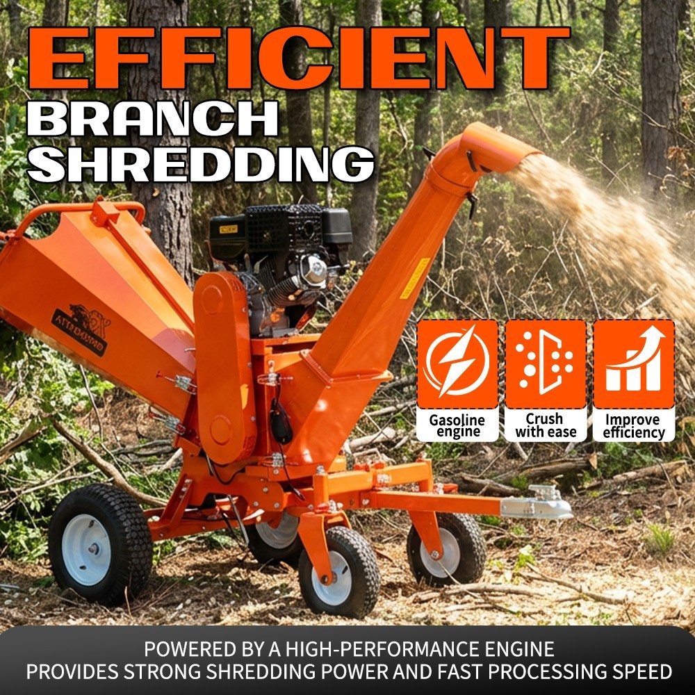 6'' 18hp Wood Chipper 450cc Gas Powered E-start 4-Wheel 12V/9A FREE SHIPPING