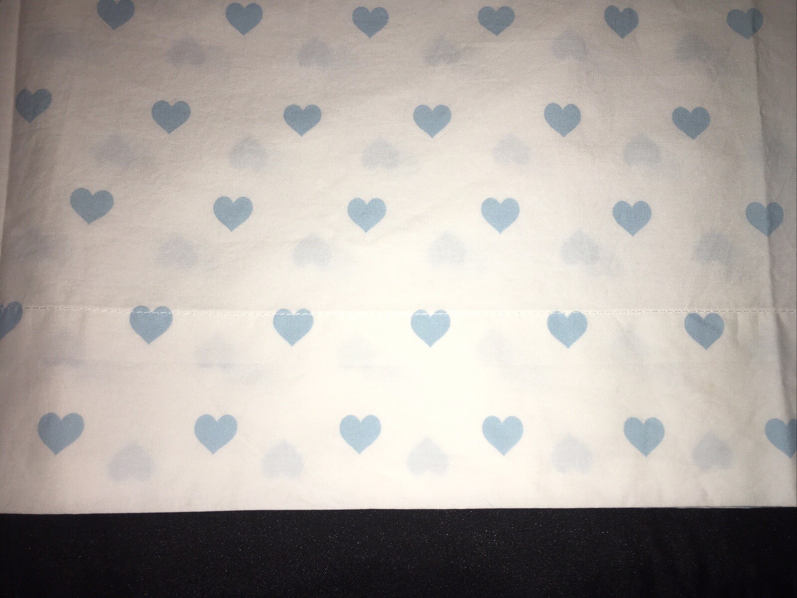 Pottery Barn Kids Organic Heart Twin Flat Sheet Blue & White Whimsical Cotton