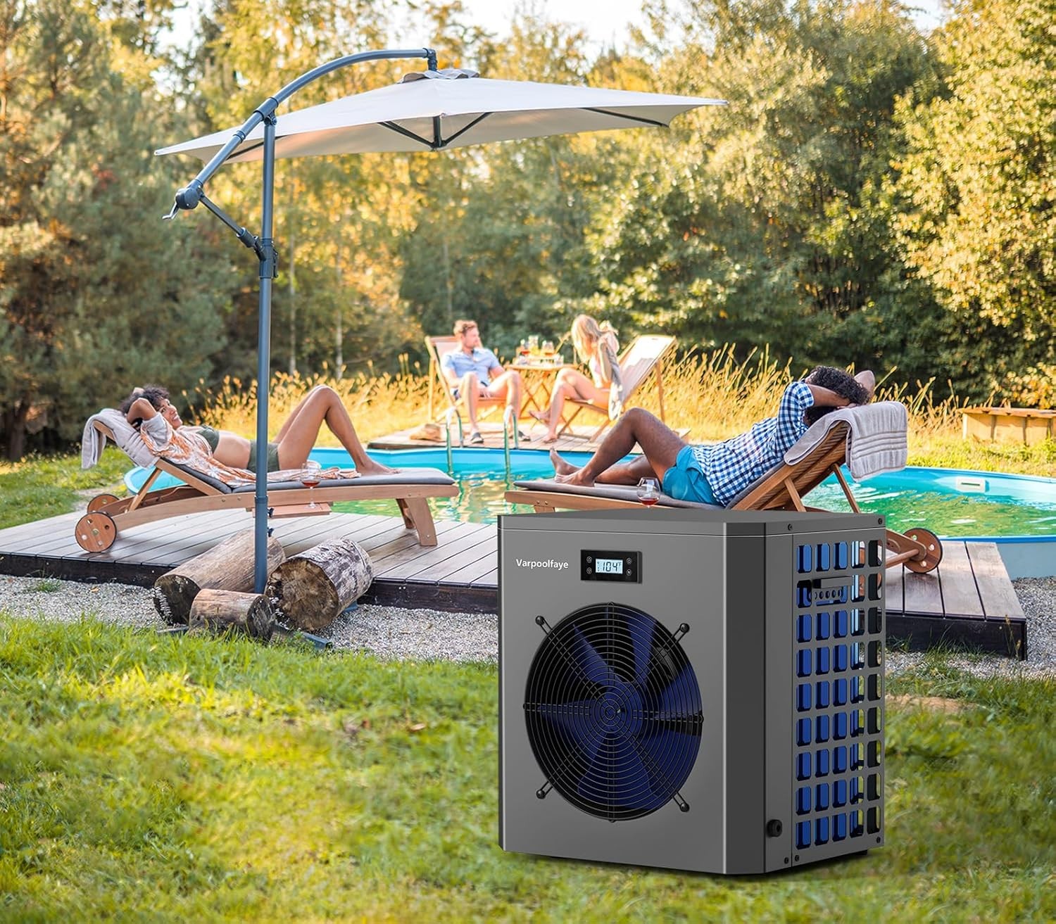 Varpoolfaye 16,000BTU Swimming Pool Heat Pump Above Ground Pool 5000 Gallon 120V