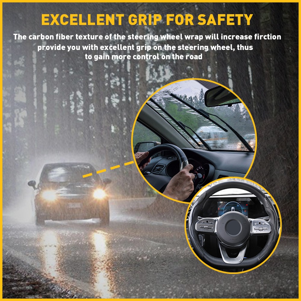 2x Carbon Fiber Universal Car Steering Wheel Booster Cover Non-Slip Accessories