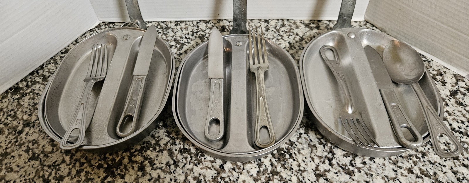 VTG 3 U.S. Army Mess Kits 2 1945 Great Vintage Condition.