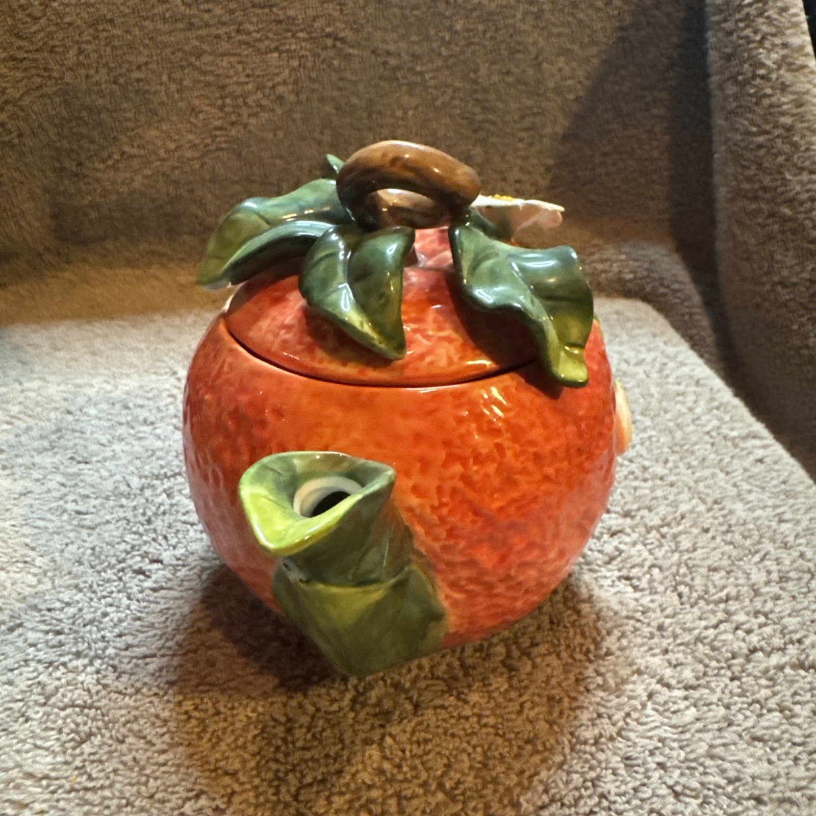 Vtg Lot 6 Ceramic Fruit Teapots: Pear P/apple Peach Pomegranate Watermelon Grape