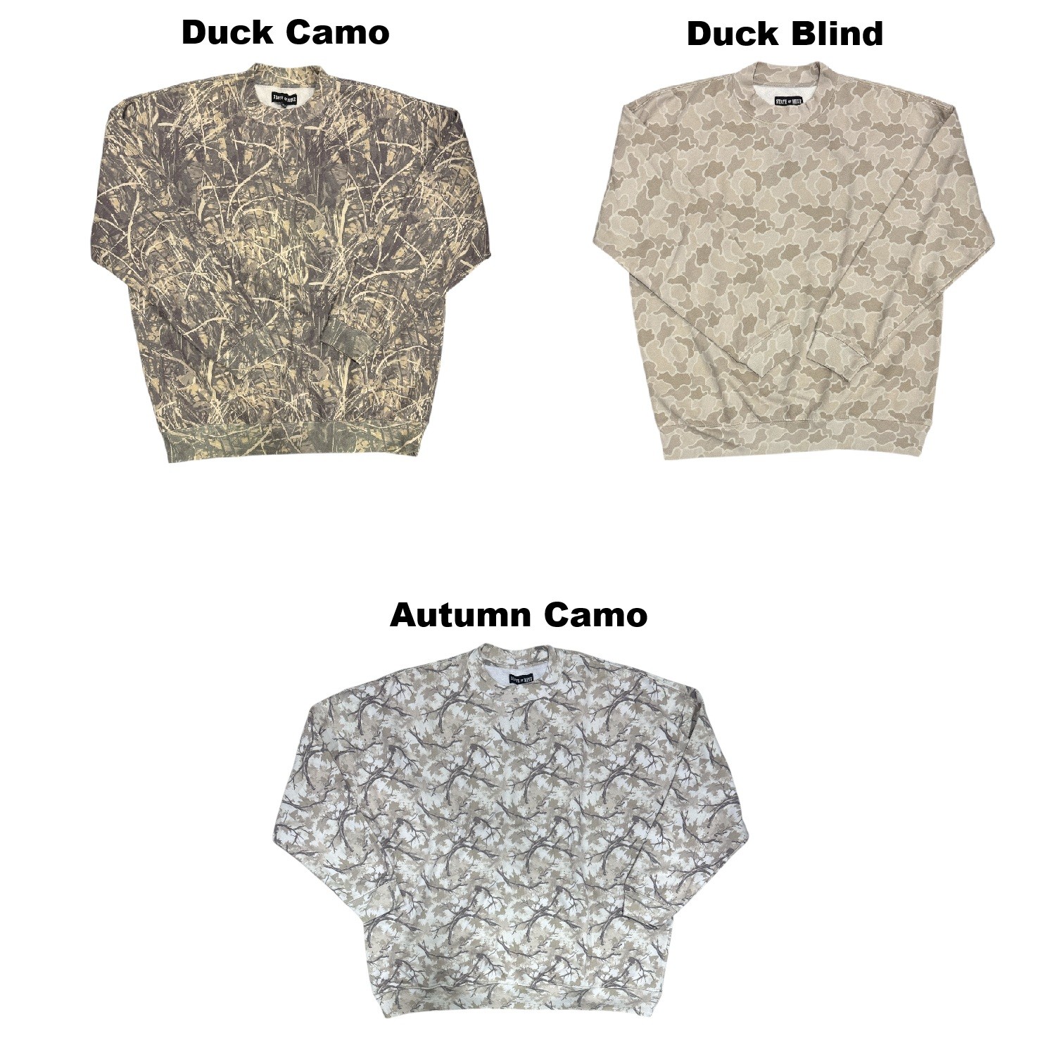 State of Mine Men's Long Sleeve Pullover Camo Crew Fleece Sweatshirt