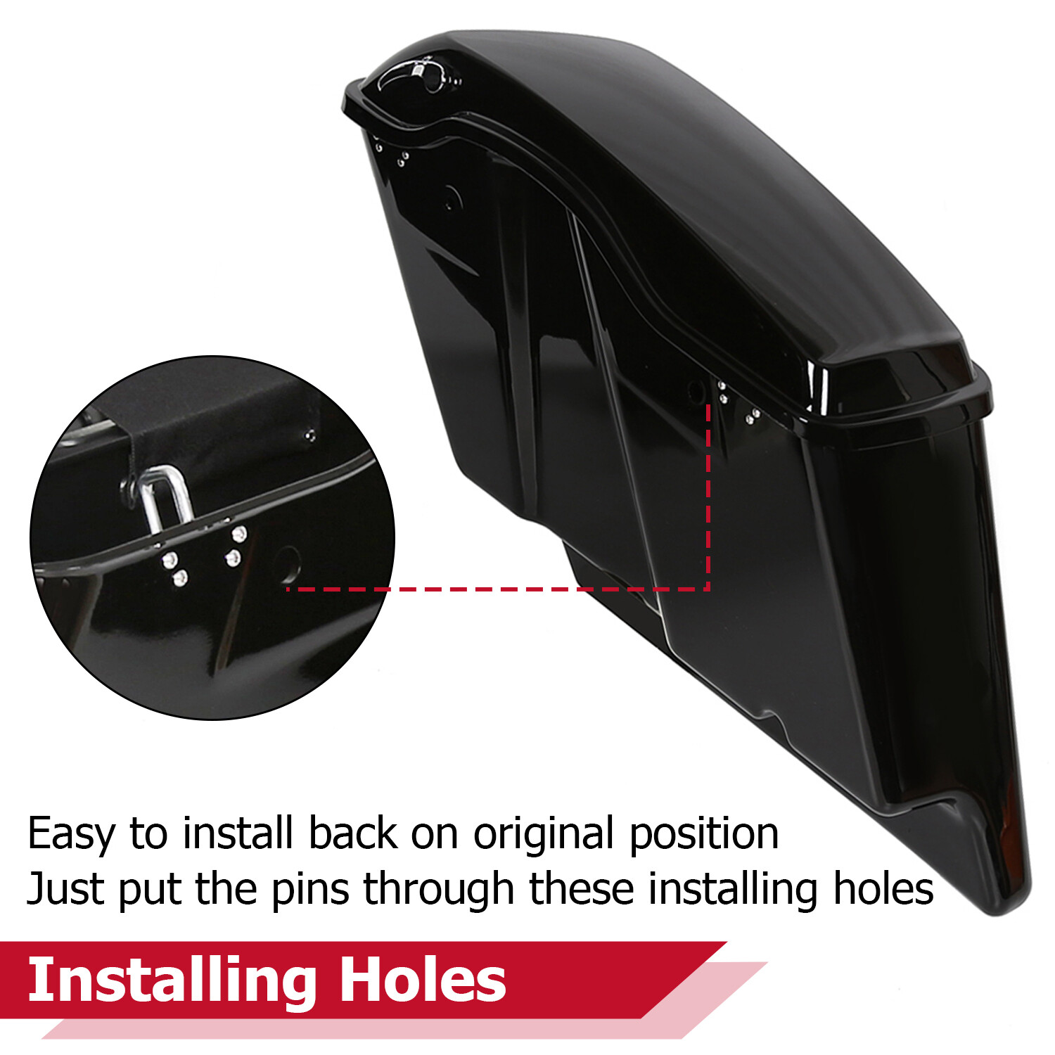 5" Stretched Extended Hard Saddle Bags For Harley Touring Road Glide 2014-2023