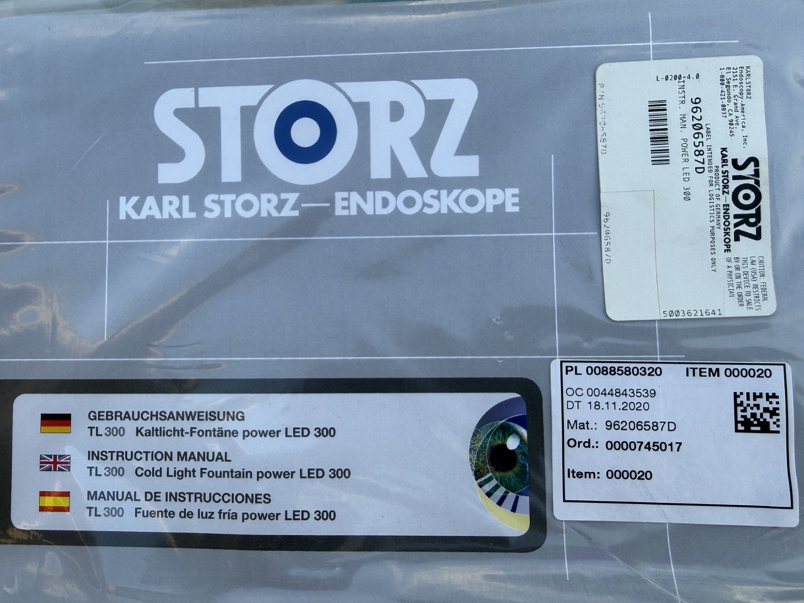 Karl Storz ~ TL300 ~ Cold Light Fountain Power LED 300 Light Source ~ TL 300