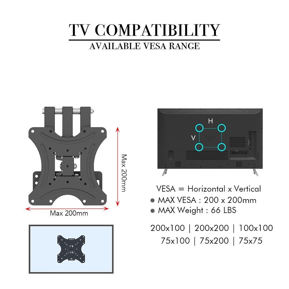 Full Motion Articulating TV Wall Mount for 12"-42" LED/LCD TV Monitor Adjustable