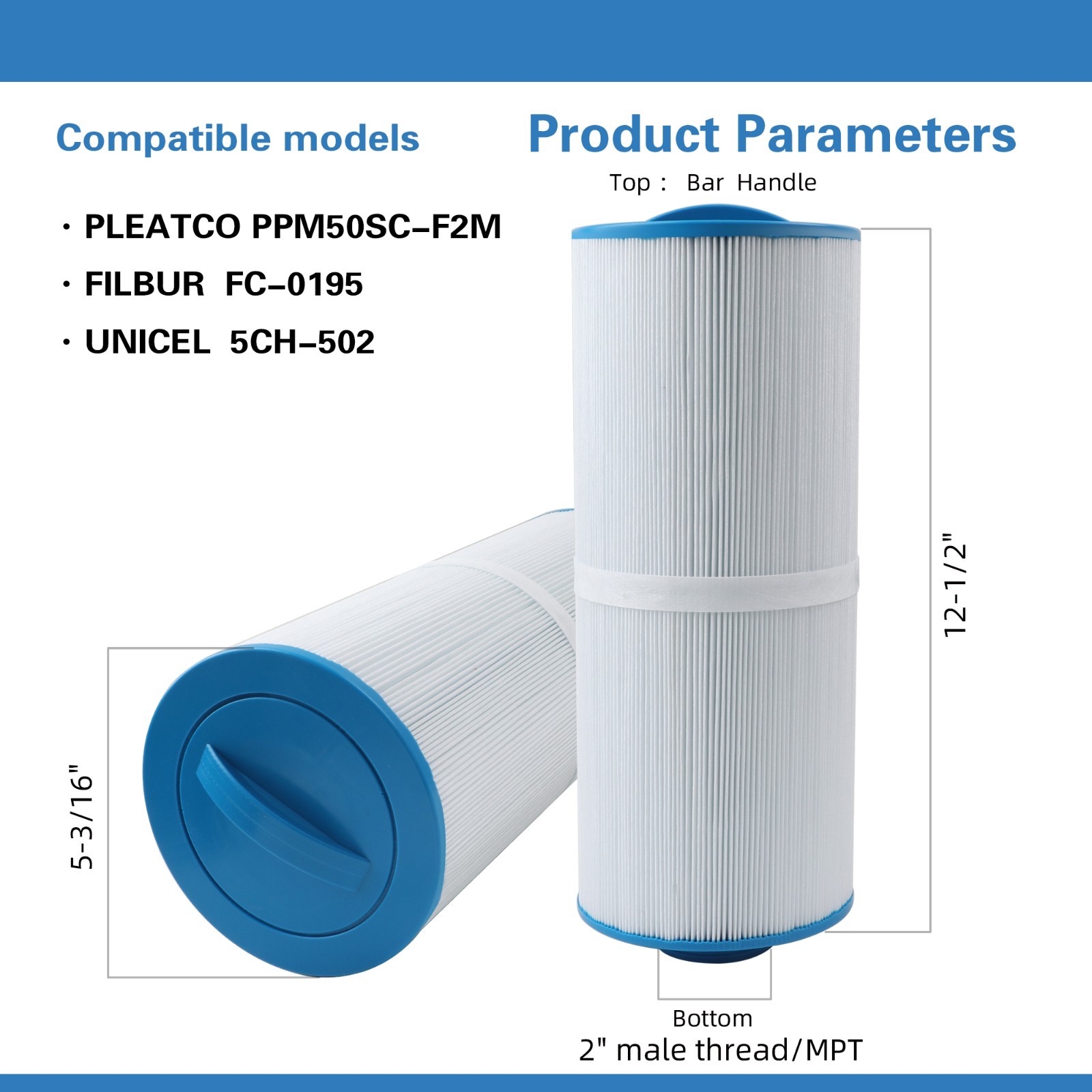 AmiBron 5CH-502 Replaces Marquis Spa Filter, PPM50SC-F2M, FC-0195, Hot Top