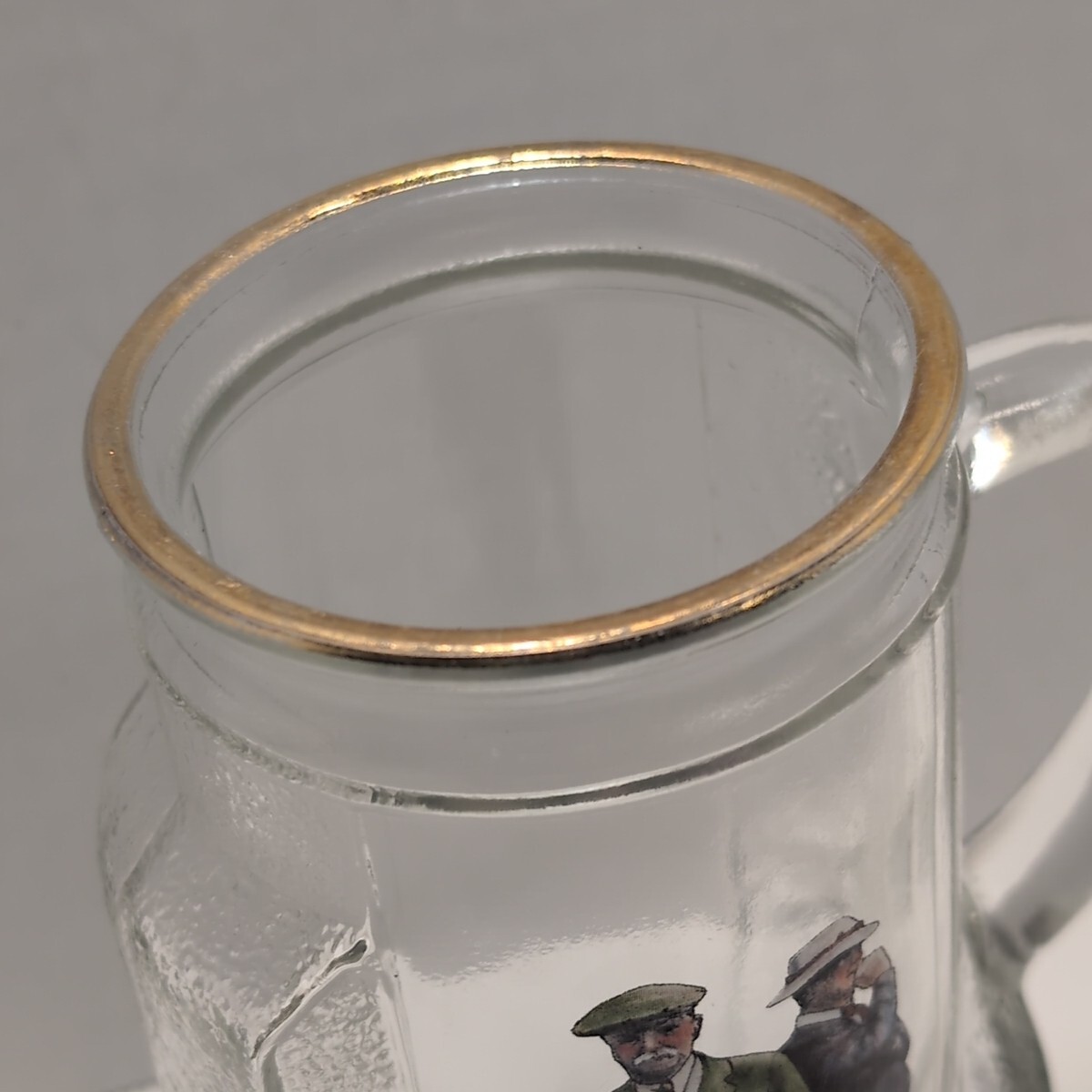 Golf Bag Gold Rim w/ Handle Clear Beer Glass Mug Cup- Canada