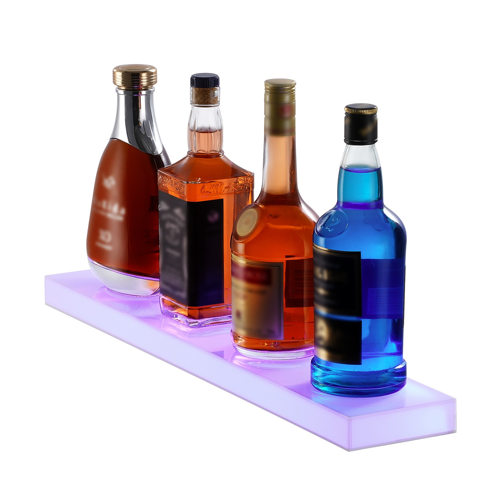 VEVOR Wall Mounted LED Lighted Liquor Bottle Display Home Bar Shelf 24" 1-Step