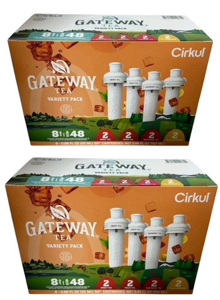 8 Cirkul Gateway Tea Flavored Water Cartridges Variety Sips Pack,NEW! - 2 CASES